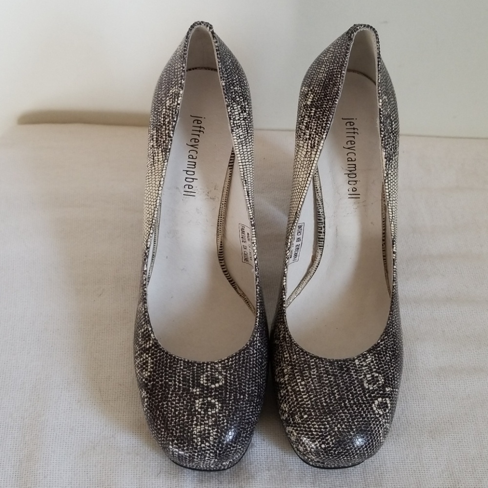 Jeffrey Campbell Snake Print Pumps Black White - Picture 2 of 7